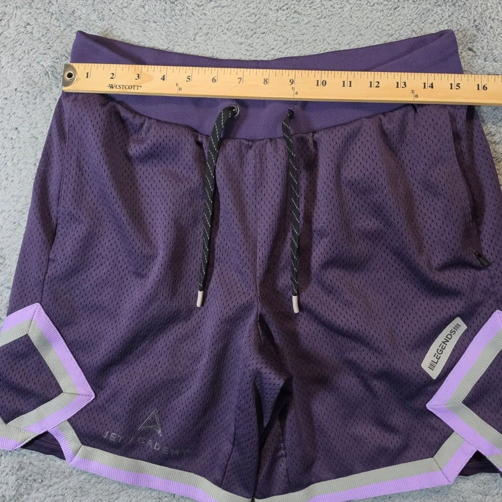 Legends Performance Shorts Mens Large Purple Mesh Zipper Pockets Logo Lined